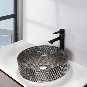 Chromed Finish Crystal Sink Bowl Elegant Bathroom Vanity Countertop Sink