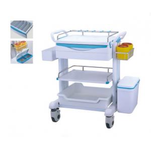 China Mute Wheel ABS Hospital Medicine Trolley Mobile Crash Cart With Trash Can Medicine Box supplier