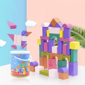 China Toddlers DIY Kids Big Particles Wooden Building Blocks Colorful supplier