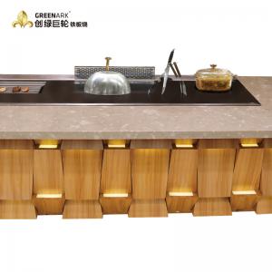 China Rectangle Teppanyaki Grill Table Induction Heating 2400mm Length supplier