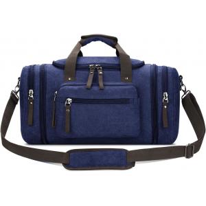 China Durable Canvas Blue Weekender Overnight Bag Sports Gym Yoga Messenger Bag With Handle supplier