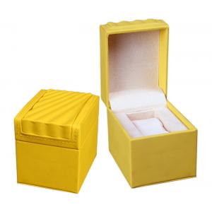 Yellow Leather Leather Watch Box Screen Printing Surface Finish For Gift Packaging