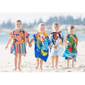 China Custom Print Beach Kids Hooded Poncho Towel supplier