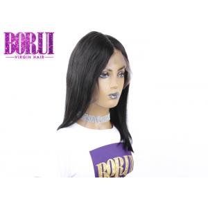 150% Density Human Hair Short Straight Frontal Wig Human Hair Black Color