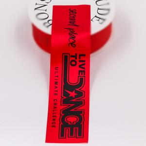 China Red Color Custom Prize Ribbons , Single Face Sports Grosgrain Ribbon wholesale