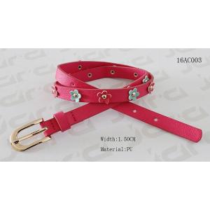 Red PU Flowers Kids Fashion Belts With Studs / Zinc Alloy Buckle 1.5cm Width