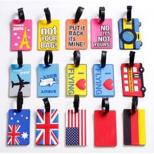 Custom funny cheap printed pvc travel leather luggage tag for wholesale