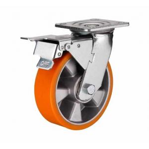 Unite brand 4-8 inch Swivel aluminium core PU wheel for heavy duty caster with total brake rotating castors