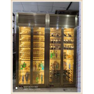 China PVD Plating SS Wine Cabinet Rose Gold Brass 2 Door Temperature Controlled Stainless Steel Wine Display Fridge supplier