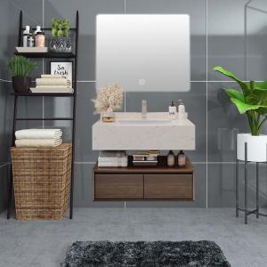 Marble Countertop Wall Mount Bathroom Vanity Ceramic Basin Hanging Vanity Cabinet