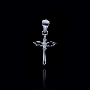 China Women 925 Silver Cubic Zirconia Pendant / Sterling Silver Cross Pendant With Wings supplier
