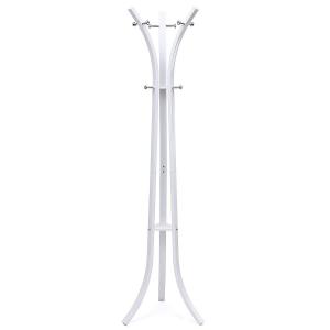 White Metal Tube Coat Hanger Stand / Tubular Frame Steel Coat Rack Stand