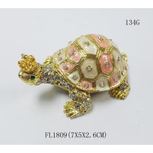 Fashion Wholesale Metal Crystal turtle trinket box Metal crown turtle trinket box