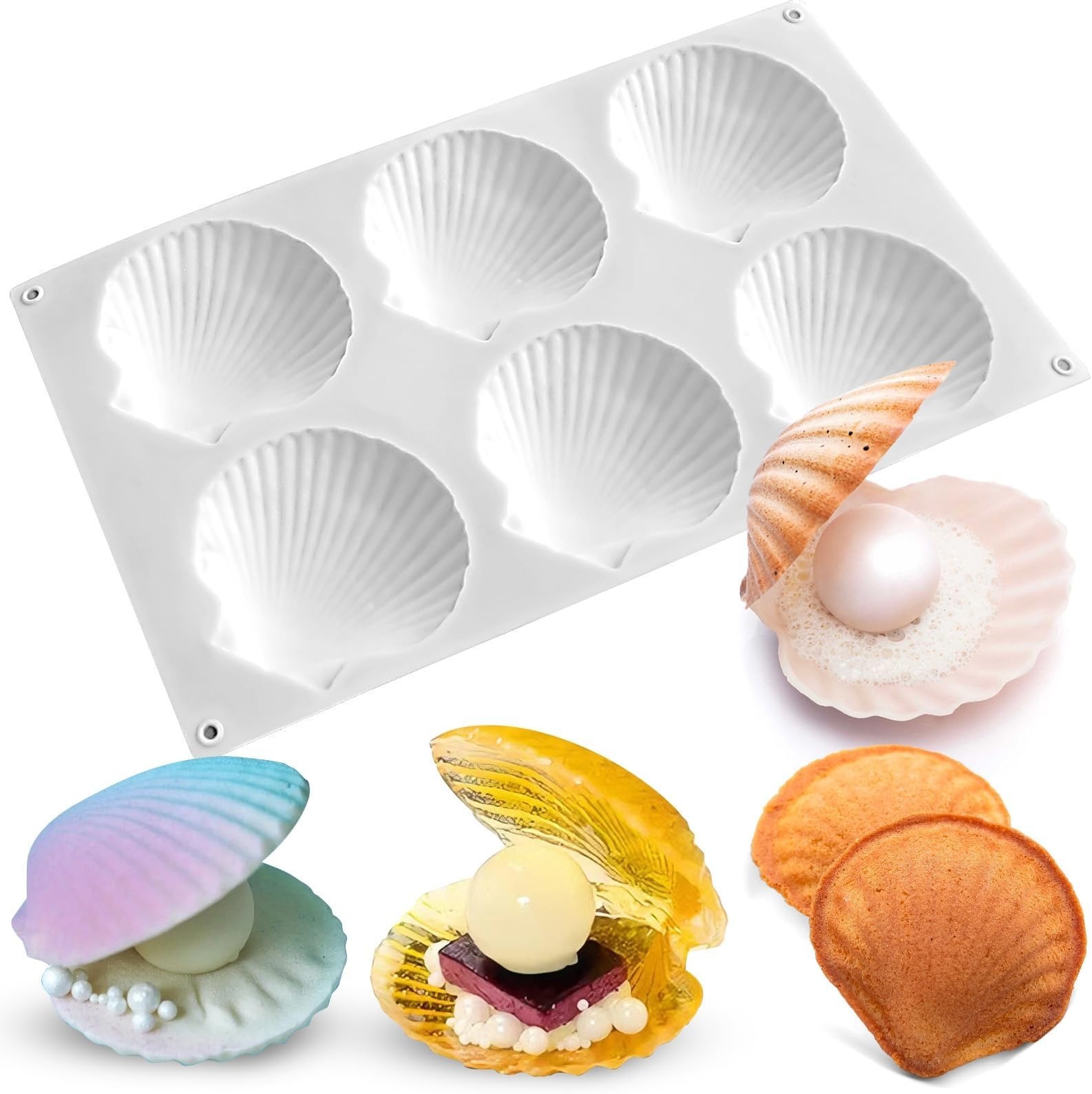 China Silicone Sea Shell Mold Baking Mould Ice Cube Tray Shell Shape Silicone Mold For Chocolate, Soap, Candle, Fondant Birthday Cake Decoration And Jelly on sale