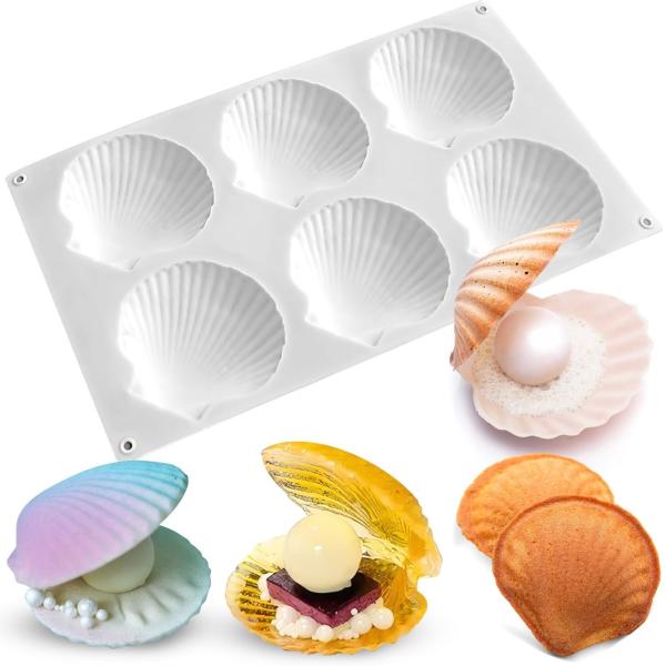Silicone Sea Shell Mold Baking Mould Ice Cube Tray Shell Shape Silicone Mold For Chocolate, Soap, Candle, Fondant Birthday Cake Decoration And Jelly