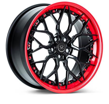 Red Lip Gloss Spoke 3 Piece Forged Wheels Alloy Rims 5X114.3 5X108 For Ferrari