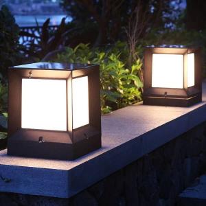 IP67 Aluminum Energy Saving Solar Powered Pillar Lights 6V 2W With Remote Control