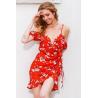 China China Clothing Manufacturers Service Womens Slip Custom Red Short Chiffon Flower Dress Mini wholesale