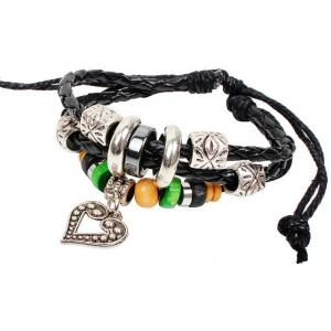 Wooden bead bracelet beaded alloy multilayer complex Gupi Sheng love leather bracelet