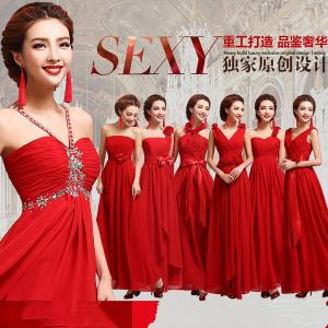China Red Chiffon One Shoulder Floor Length Gorgeous Evening Dress TSJY123 supplier