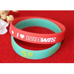 China Soft Feeling Printed Silicone Wristbands , Promotional Rubber Wristbands SGS Compliant wholesale