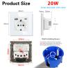 AC250V Rated Voltage 86 Type EU Standard USB Type C Port Fast Charging Socket for Quick Charging and L/N/GND Wiring Mode