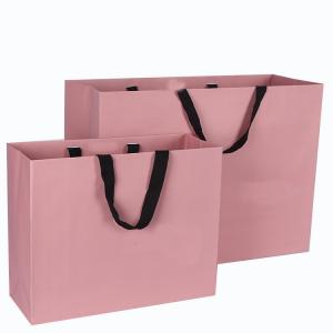 China Pink Color Cardboard Bag Laminated Printed Luxury For Shopping / Gift supplier