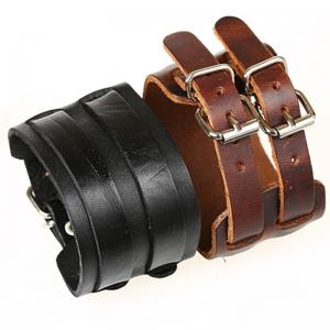 China Cowhide shuangkou male bracelet with leather bracelet supplier