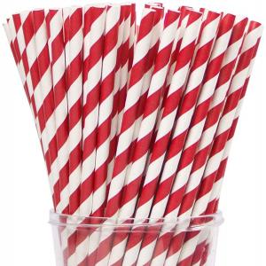 6.35mm Popsticks Red Striped Drinking Christmas Paper Straws