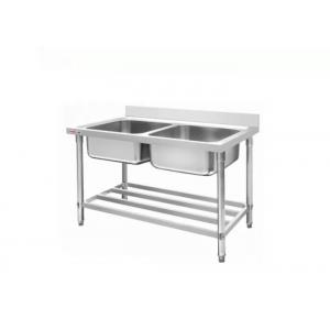 China Heavy Duty Raised Edges 500mm Stainless Steel Double Sink supplier