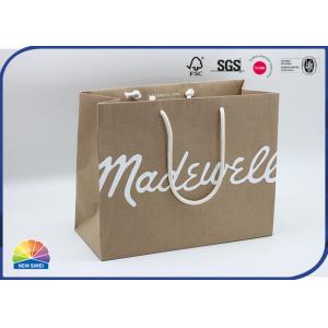 Matte White Logo Kraft Paper Bag Silk Screen Print Large Bag for Apparel with Rope