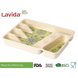 China Dishwasher Safe Eco Bamboo Fiber Tray Plant Fibre Flatware tray Kitchen Tool case Melamine Utensil Box for home supplier