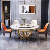 China Modern Stainless Steel Marble Round Dining Table With Turntable on sale