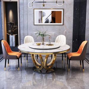 China Modern Stainless Steel Marble Round Dining Table With Turntable supplier