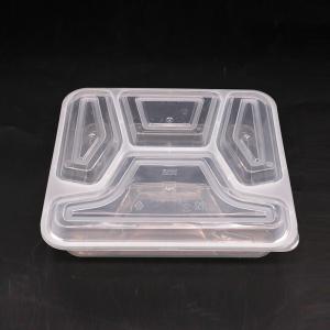 China Four Compartment PP Rectangle Lunch Box Food Container Food Grade With Convex Lid supplier