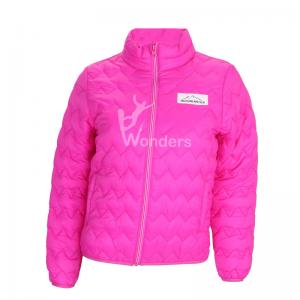China Girls Water Resistant Zig Zag Quilted Padded Full Zip Jacket Gliding Print supplier