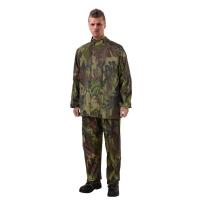 China Adjustable RAINWEAR Camouflage Rain Suit with Rubberized Hood and Elastic Waist Pants on sale