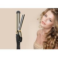 China Ceramic Coating Barrel Curling Iron With Clamp Adjustable Temp LCD Display on sale