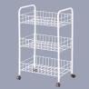 China Adjustable Epoxy Black Metal Kitchen Dining Cart , Wire Basket Shelves wholesale