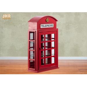 China British Telephone Booth Cabinets Decorative Wooden Cabinet Red Color MDF Floor Rack Furniture supplier