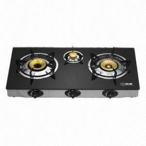 3-head Gas Stove with Cast Iron Burner and Coated Bottom