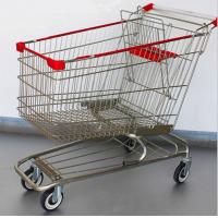 China Steel Grocery Carts On Wheels American Style Chromed Metal Shopping Baskets on sale