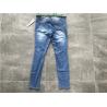 China Light Wash Knee Rip Ladies Denim Jeans / Skinny Stretch Denim Jeans With Scarf TW81488 wholesale