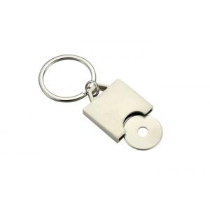 Laser Engraving Metal Keychain Holder Square Shopping Trolley Token Keyring