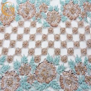 China Polyester Beads Multicolor Lace Fabric / Types Of Lace For Wedding Dresses supplier