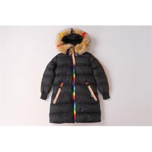 Junior Girls longline coats, Children's longline jacket, Hood Fur, Rainbow zipper