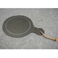 China Dark Grey Solid Stone Placemats Slate Paddle Black Rough Edge With Rope on sale