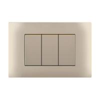 China Golden 3 Gang 2 Way Light Switch , Household Three Gang Light Switch Elegant Design on sale