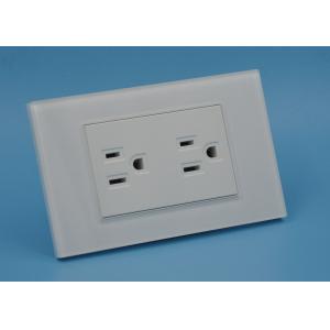 White 2 Gang Electrical Wall Outlet , Flame Resistant Double Gang Socket