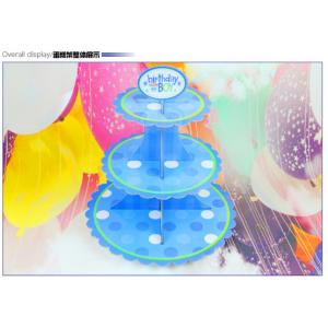 China Party Children's Birthday Decoration Paper Blue Petal Folding Cake Stand Three-layer Paper Crafts Factory Wholesale wholesale
